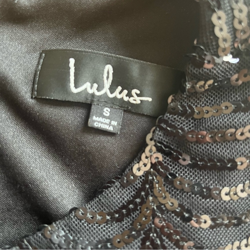 LuLu’s Black Stardust Scalloped Sequin Mini Dress - Picture 5 of 7